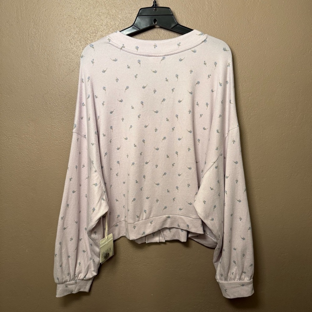 a.n.a. Women's Plus Lilac Long Sleeve Button Up Cardigan Size 1X Whimsy Florals - Picture 12 of 16
